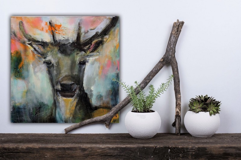 Deer: ©2019 Acryl auf Leinwand 40 x 40 cm
